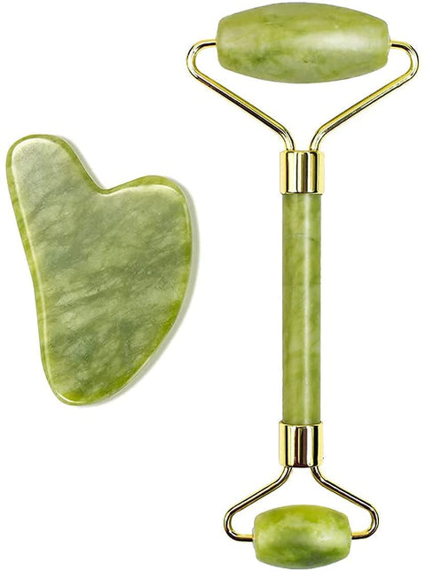 White Leaf Jade Roller & guasha Facial Tool Original, Roller Face Massager for Women Men face Roller Jade Roller and gua sha Set Jade Stone Facial Roller for Face Eye Neck Foot Massage, Skin Care