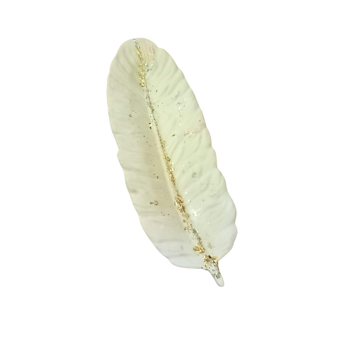 ALCONCRETE Jewelry Case, Seashell and Feather Design, Ring and Necklace Storage, White with Gold Accents (Feather)