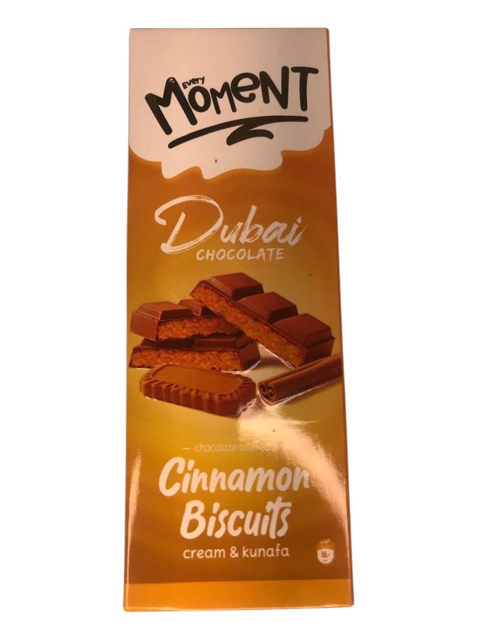 Every Moment Dubai Chocolate – Stuffed with Hazelnuts, Cream & Kunafa – Gourmet Sweet Bar Chocolate Treat (140g) (140g, Cinnamon Biscuit Cream and kunafa)