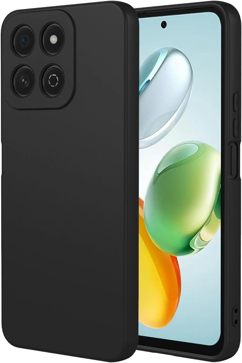 Generic Silicone Minimalistic Case With Inner Lining, Compatible with Honor X7c (Black)