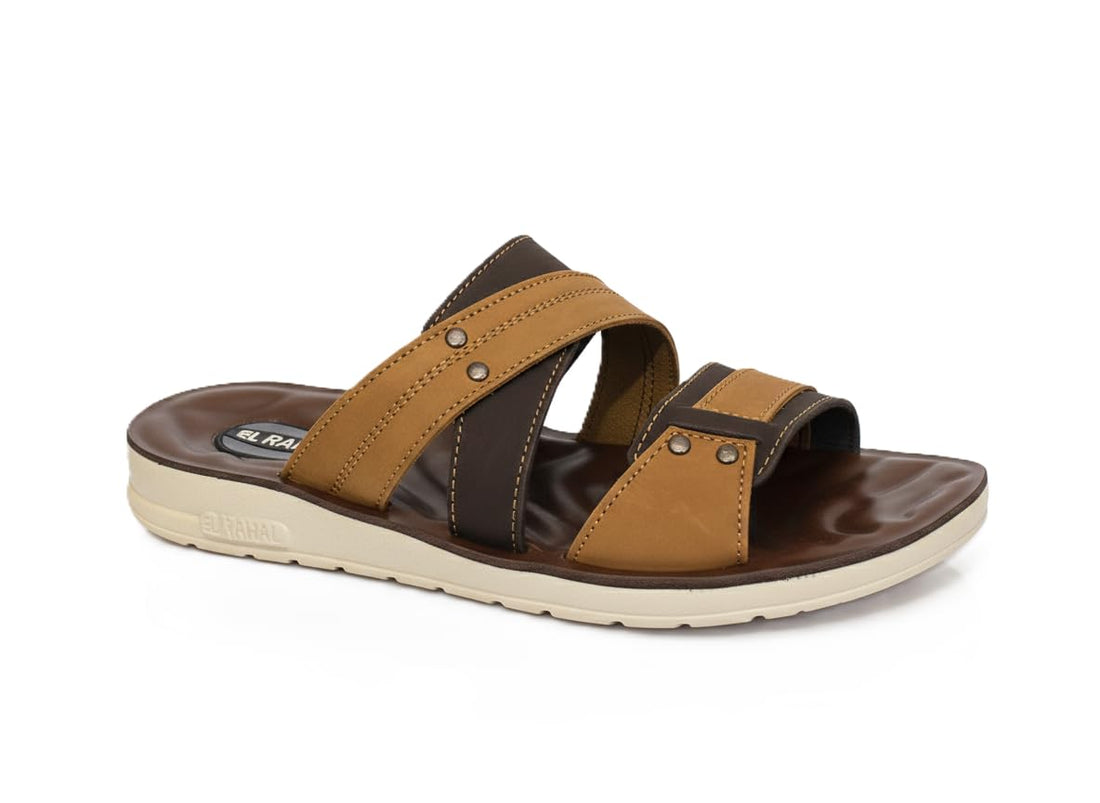 Premium Genuine Leather Men Slippers – Comfortable & Durable Politan Sole – Oriental Open Casual Design – Premium Quality – Size 41-46