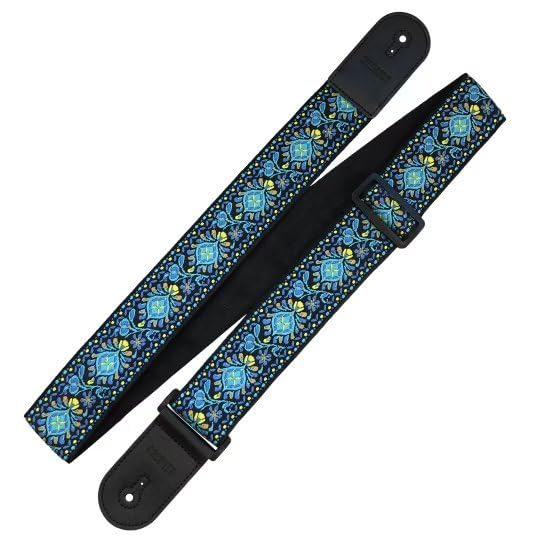 1 Guitar Strap, Adjustable, with Leather Ends, Neck Strap for Electric Guitar, Acoustic Guitar, Bass