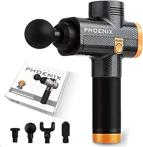 Phoenix Massage Gun, Percussion Muscle Massager with 5 Attachments, Black and Orange
