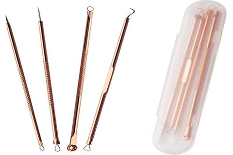 Juliyeh 4pcs Professional Blackhead Remover Tool Kit Stainless Steel Pimple Blackhead Extractor for Face Care with Case