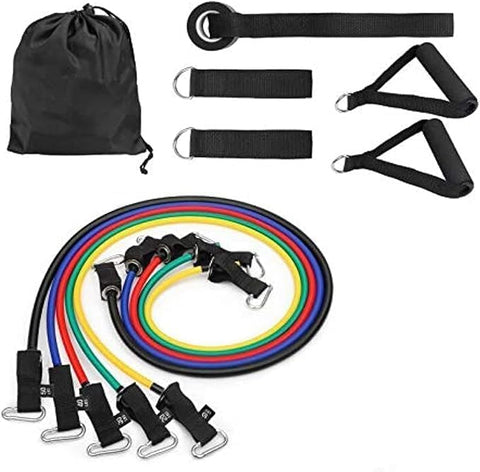 TRUE FIT®- Resistance Bands Set 5pcs Fitness Tubes Tension Bands Exercise Bands Workout with Handles for Men Women Strength Physical Training Equipment at Gym Home