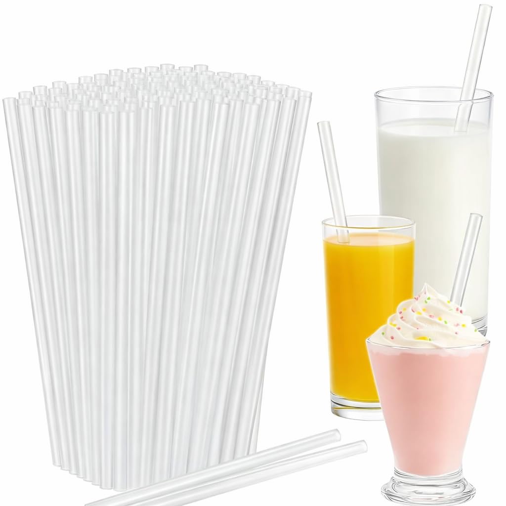 OVA Transparent Disposable Drinking Straws – Flexible Bendable Plastic Straws for Juice, Soda & Cold Drinks (12 Pieces)