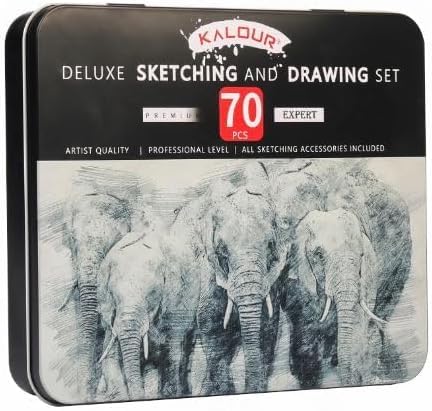 KALOUR Art Premium Sketching Graphite Charcoal Drawing Pencil Set for Artist Painting Shading Drawing Sketch Gift Set Kit 70 pcs Set