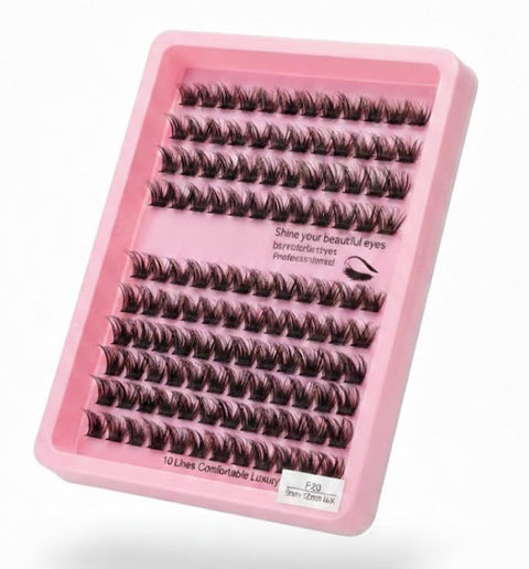 Cluster Lashes 240 Pcs Individual Lashes 20D D Curl False Eyelashes Extension Reusable Soft Extension Diy at Home- (F20-9MMTO 12MM MIX)