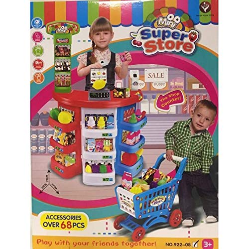 68 Pieces Pretend Play Fun Kids Grocery Supermarket Play Set