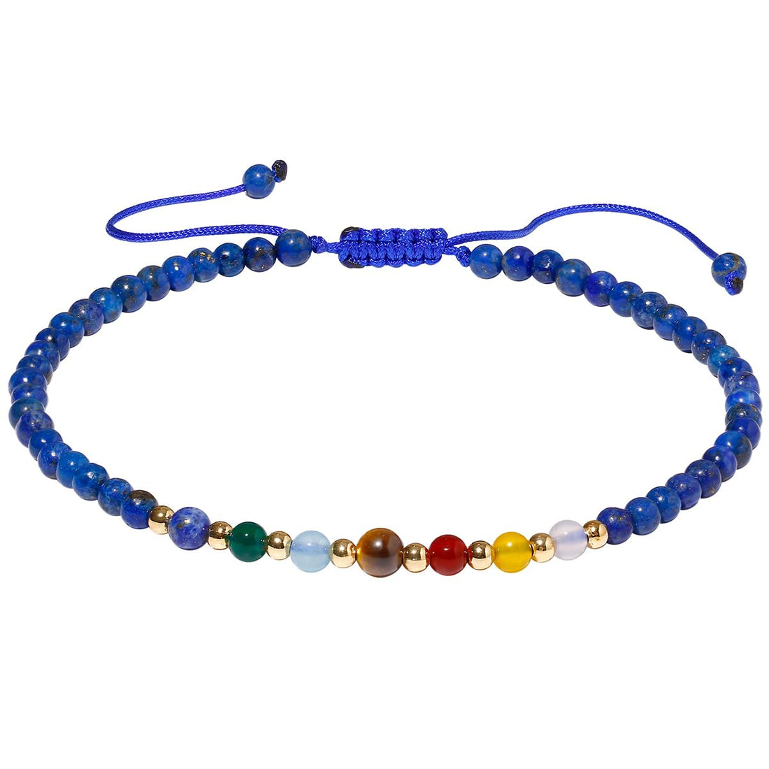 7 Chakra Ankle Bracelets for Women Beach Foot Healing Crystals Lava Rock Essential Oils Diffuser Worry Stone Energy Balancing Meditation Yoga gifts, 8.5 inches, Stone, Lapis Lazuli