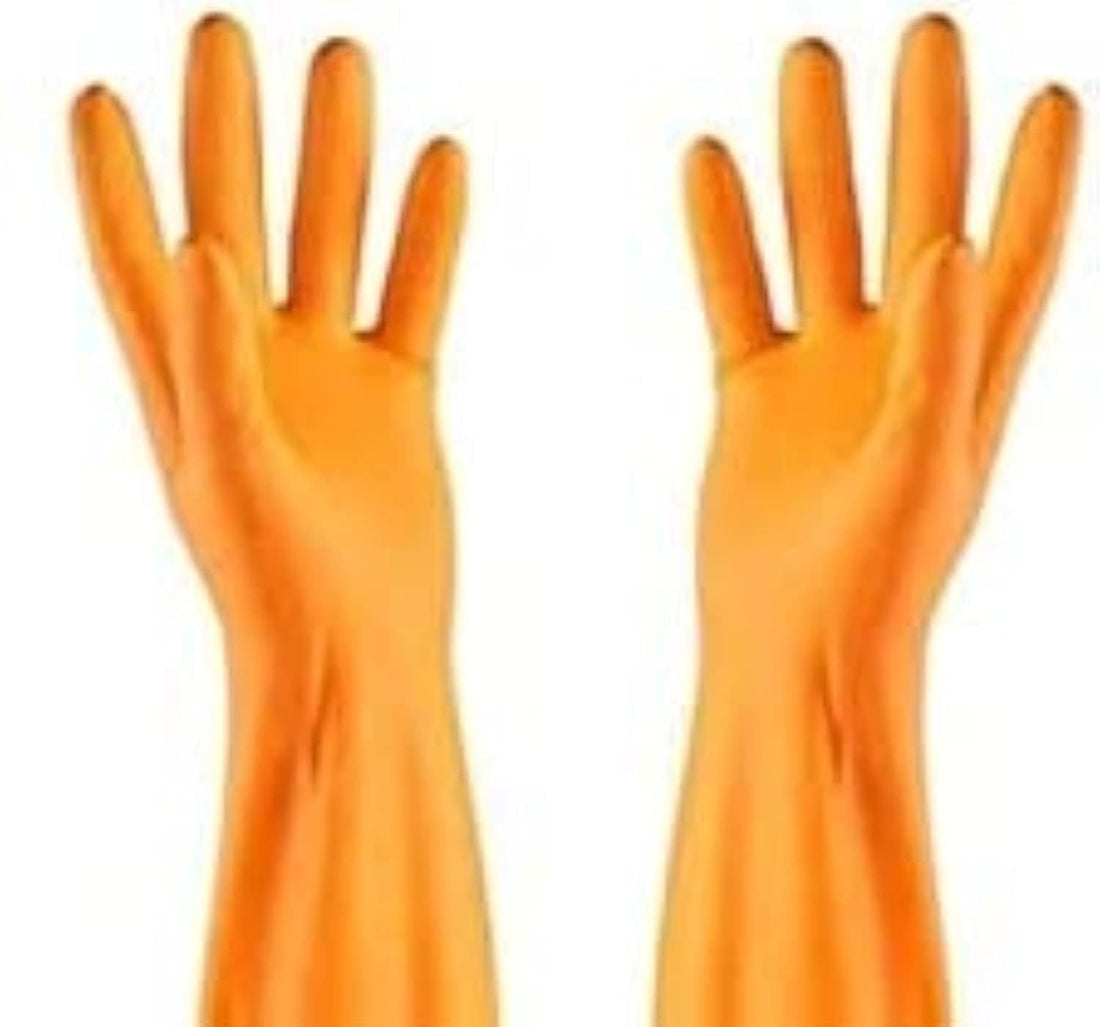 Reusable Dishwashing Latex Gloves (Orange, Large)