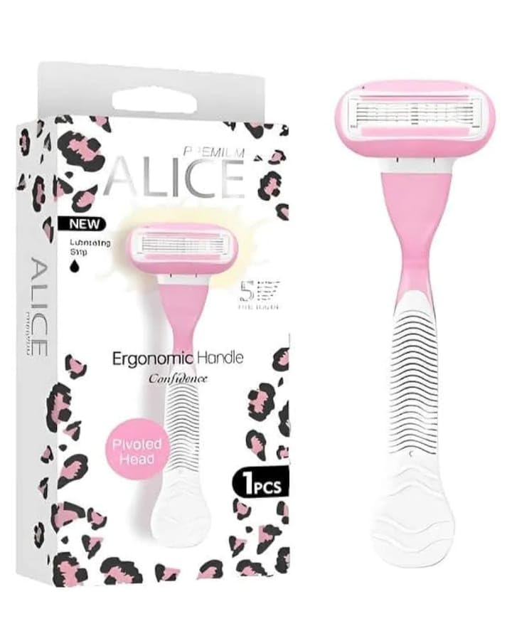 Faster, Easier, and Better Shaver, "Alice Premium" 5-Ply Blade..with Aloe Strip for All Day Hydration and Softness - 1 Machine