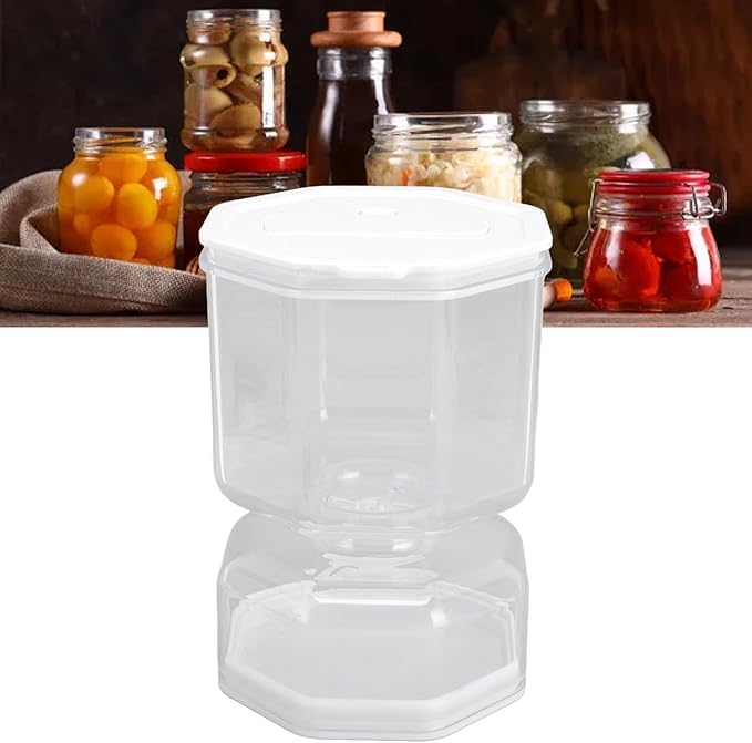 Glass Pickle Jar with Flip Strainer, Hourglass Pickle Container with Strainer for Olives, Jalapenos, Jerkins or Pickle Slices, Pickle Jar with Airtight Leakproof Lid, White