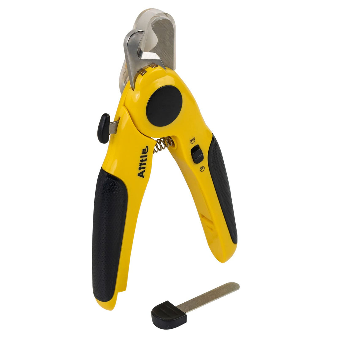 Aiitle Dog & Cat Pets Nail Clippers and Trimmers - with Two Super Bright LED Lights, Razor Sharp Blade, Free Nail File, Transprent Nail Trapper - for Safe, Professional at Home Grooming, Yellow