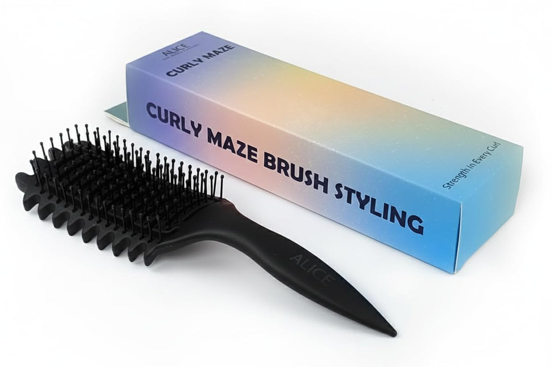 Alice - Curly Maze Brush, For Curly Hair Brush Styling, Wet & Dry Detangler Hair Brush, The Essential Tool For Shaping & Styling Your Curls, Achieve Perfectly Defined (Black)