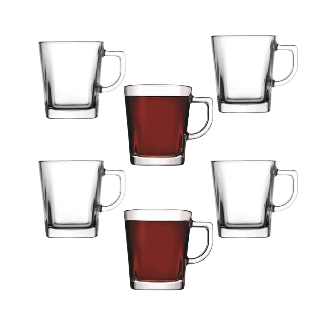 Pasabahce Carre Tea Mug Set of 6 Mugs (270ml)