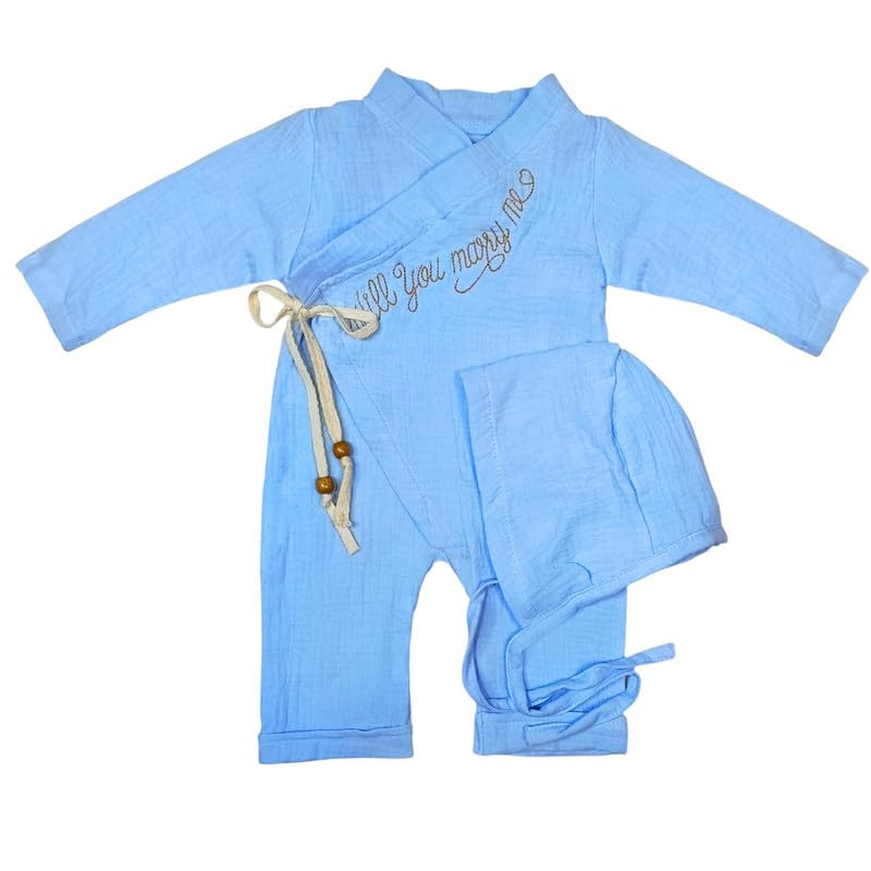 Baby Shoora Girls Long Sleeves Bodysuit&Hat Embroidered Marry Me Long Sleeves Bodysuit&Hat (pack of 1)