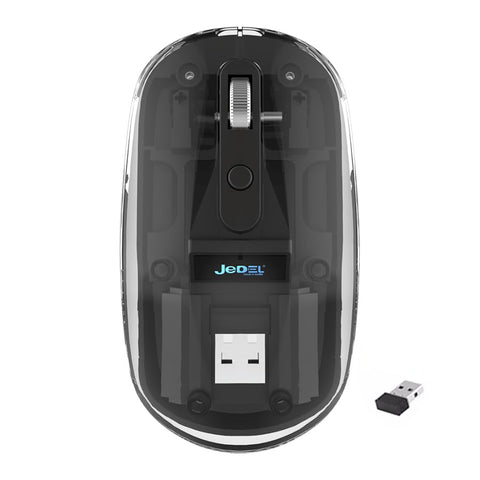 For JeDEL Wireless, Bluetooth Rechargeable Mouse - 1600 DPI Adjustable - Battery Life 180 Hours (WD131P Black)