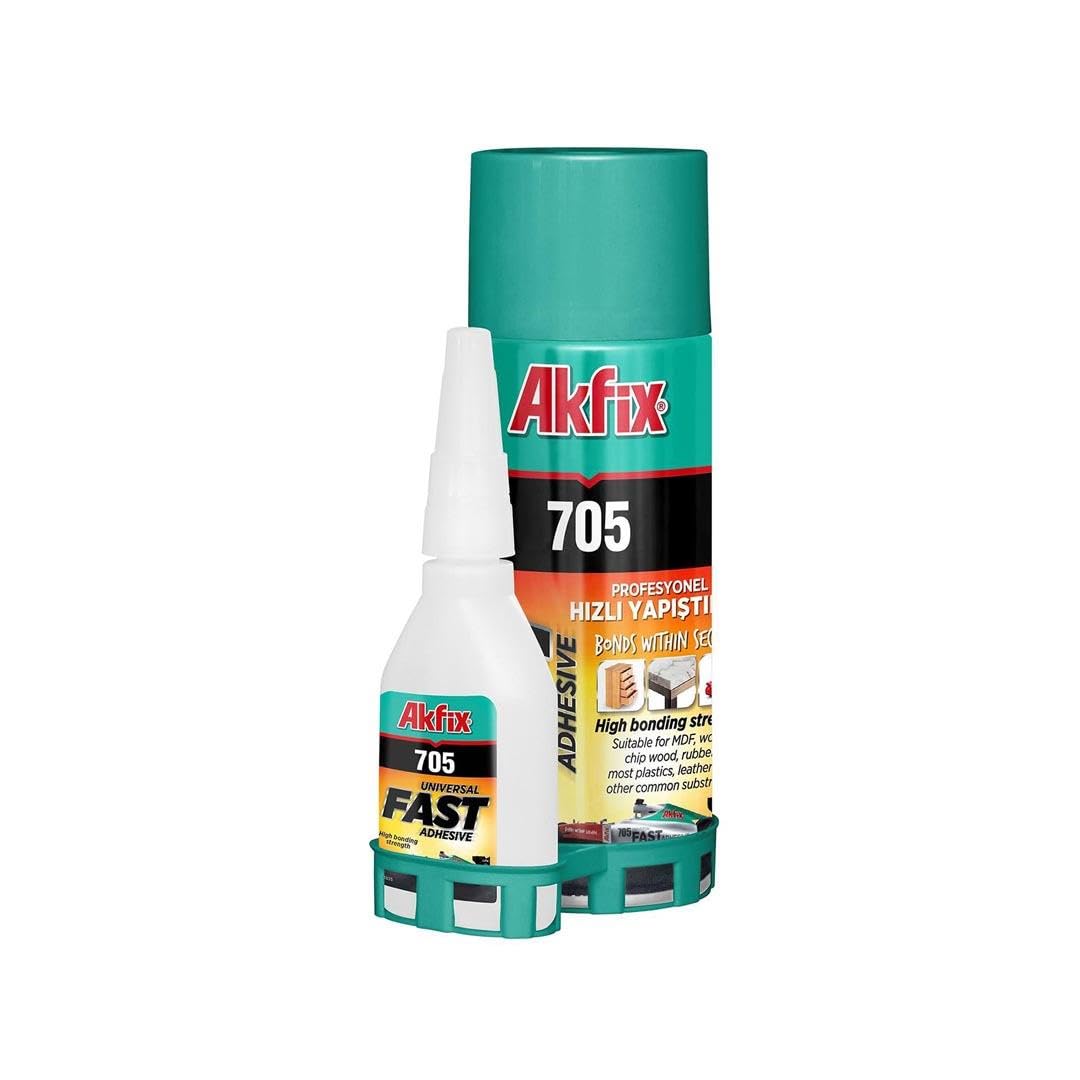 AKFIX Fast Adhesive CA Glue 200 ml [Clear Super Glue Adhesive and Accelerator Spray]