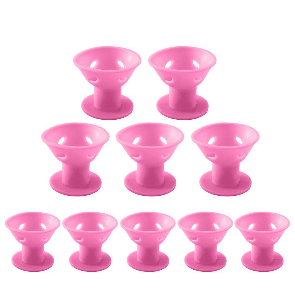 GBSTORE 10 Pcs Soft Rubber Magic Hair Care Rollers, Silicone Hair Curler, Pink (5 Large, 5 Small)