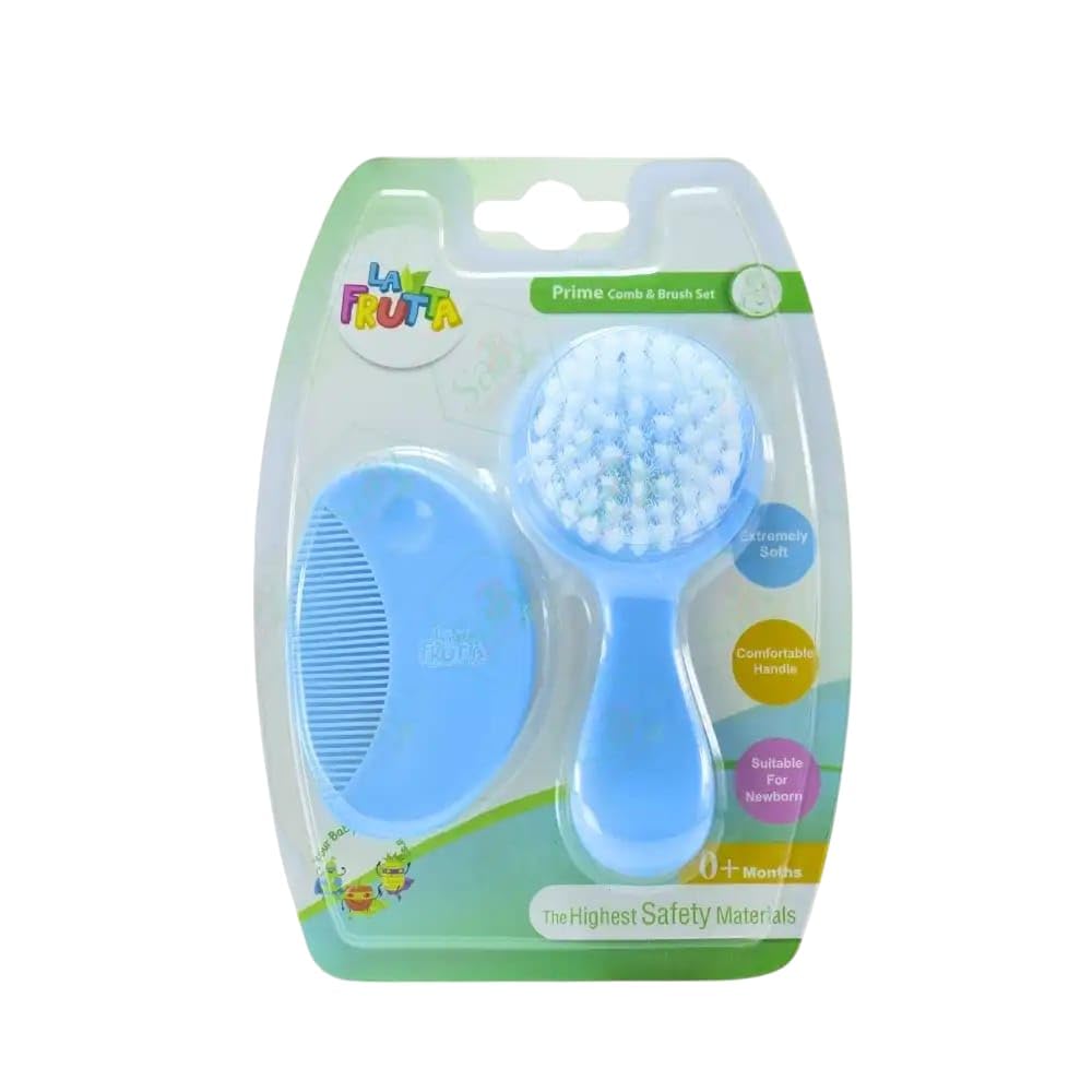 La Frutta brush and comb set - Nylon extra Soft Hair, Baby Hair Brush And Comb Set, For New-Born Kid Hair Care, round shape