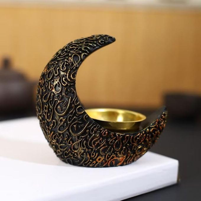 Crescent Decorative Incense Burner,Elegant Crescent Incense Burner 10cm*10cm Black
