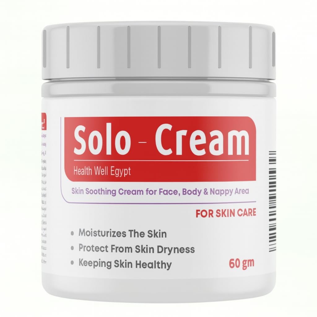 Solo-Cream Protective Soothing Cream for Baby & Adult Skin – With Zinc Oxide, Aloe Vera, Olive Oil & Vitamin E – Helps Soothe, Protect & Moisturize Dry or Irritated Skin – (60 gm)