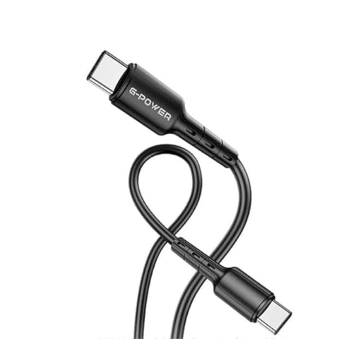 G-Power GP012 Novel Type C To Type C Charging Data Cable With Efficient Transfer And Smart Design For Multi Device 1 Meter Length 60 W Max Output - Black