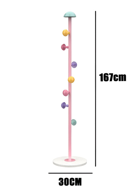 Metal Coat Stand - Durable 30cm wide standing coat hanger featuring unique mushroom-shaped hooks and resin base, ideal for home or office entrance storage