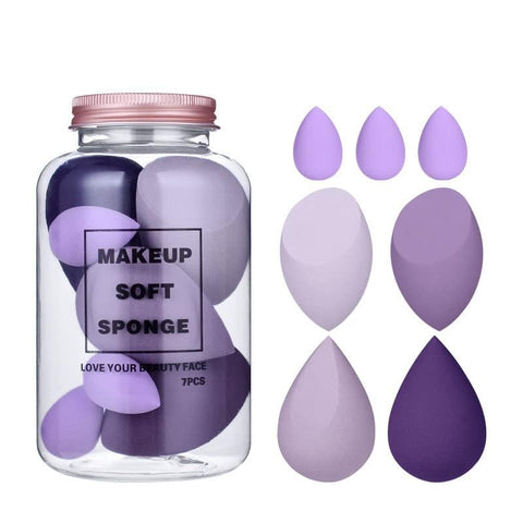 Makeup Sponge Set Beauty Blender with Egg Case, Soft Sponge For Liquid Foundation, Creams, and Powders Latex Free Wet and Dry Makeup (Multicolor 4 Big + 3 Mini -7 Pcs set)