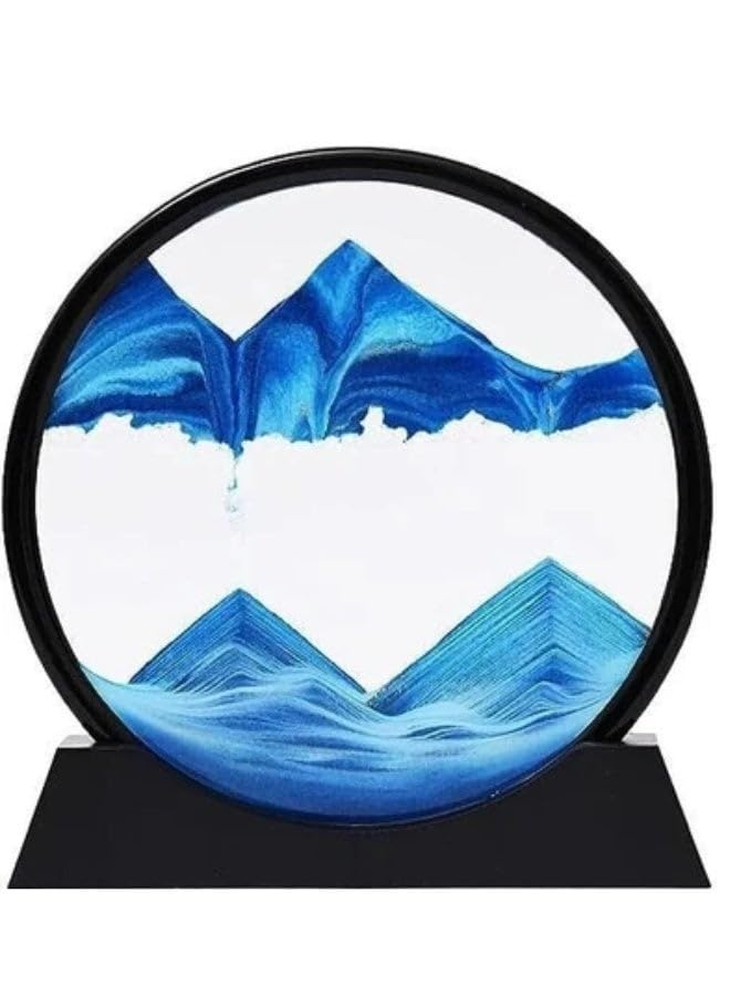 3D Rotating Circular Hourglass, Glass Sand Panel with Air Bubbles to Create Changing Mountain Landscapes, Innovative Artistic Decoration for Office and Home, and Luxurious Creative Gift