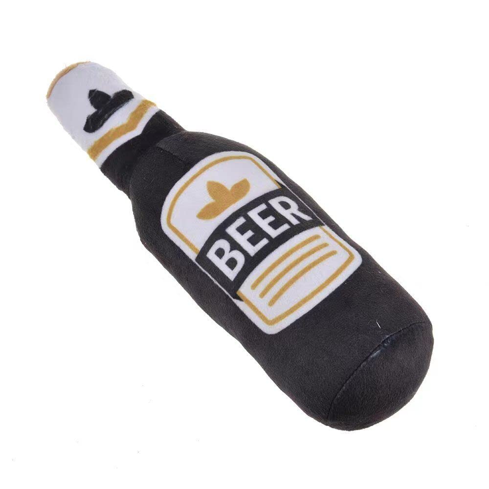 Squeaky Plush Pet Toys Funny Bottle Shaped Squeak Toys for Dogs and Cats Perfect as Pet Gifts or Playtime Accessories (Grey)