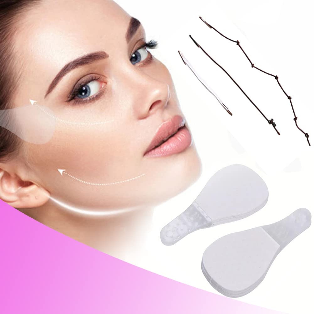YUTTTPL Face Lift Tape, 40Pcs Face Tape Lift with 4 Invisible Thin String Invisible Face Lifting Tape, Instant Reduce Double Chin for Tightening Skin and Removing Wrinkles Face Lift Tools (B)