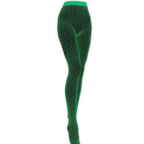 Glow-in-the-Dark Fishnet Tights Pantyhose for Women, Green Fluorescent Hollow-Out Sexy Lingerie Net Stockings (green)