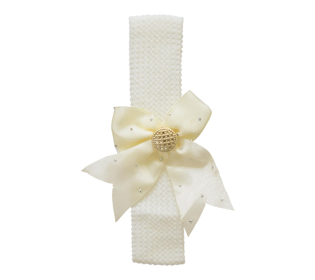 Daphne Girls' Cotton Bow Hair Band - White