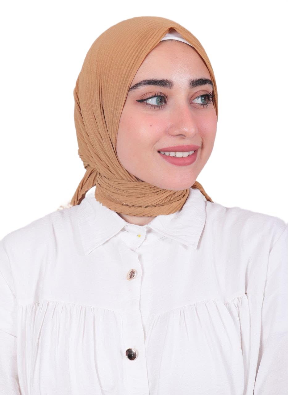 Premium Pleated Hijab for Women, Lightweight Chiffon Crinkle Head Scarf, Breathable, Non-Slip, Ironless, Modest Wrap for Daily and Occasion Wear