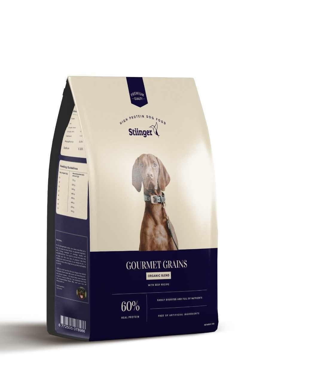 Gourmet Grains Premium Dog Food 4 KG, Organic Blend with Beef Recipe, 60% Real Protein, High Protein Formula