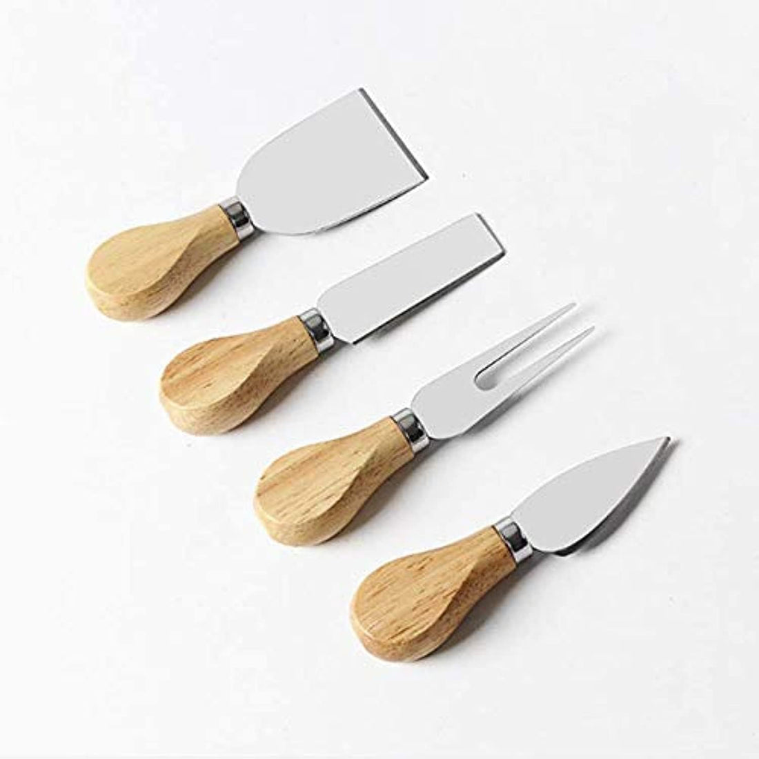 ECVV 4 Pieces Set Cheese Knives with Bamboo Wood Handle Steel Stainless Cheese Slicer Cheese Cutter (Bamboo Handle)