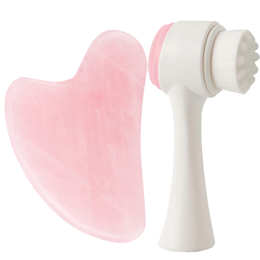 Facial Cleansing Brush + Gua Sha Massage, Silicone Face Massager Brush Waterproof Anti-Aging Skin Cleanser and Deep Exfoliator Makeup Tool for Facial Polish and Scrub