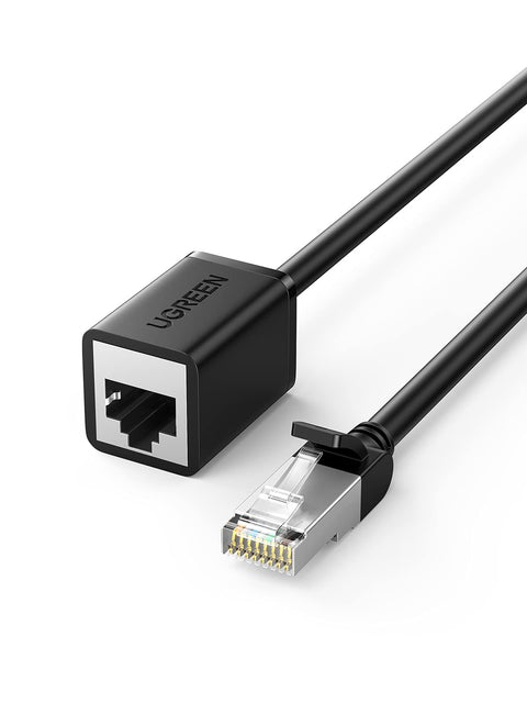 Ugreen 11278 Cat 6 F/UTP Ethernet RJ45 Extension Male to Female Patch LAN Extension Cable, 0.5 Meter Length, Black