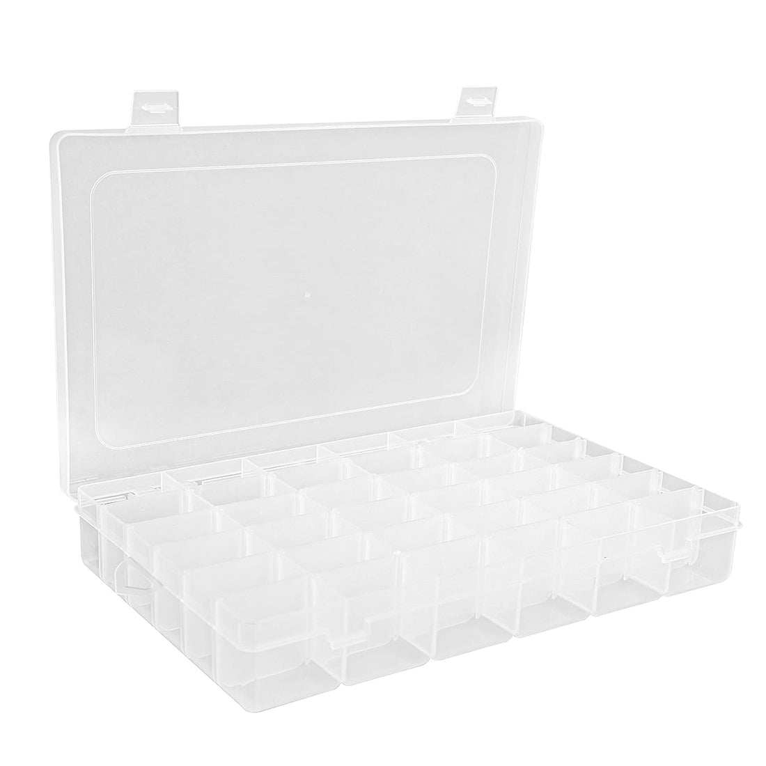 36 Compartment Plastic Organizer Box with Adjustable Dividers for Craft, Jewelry, Fishing Tackle & More (36 Compartments, L 10.8'x W 7' x H 1.8')