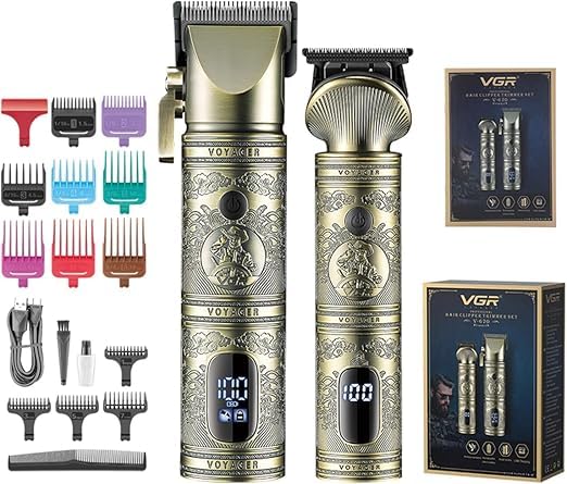 Hair Men Shaver Hair Clipper & Beard Trimmer for Men, Rechargeable Battery, Metal Housing, USB Charging, Travel Lock, Cleaning Brush, and Lubricating Oil - V-670