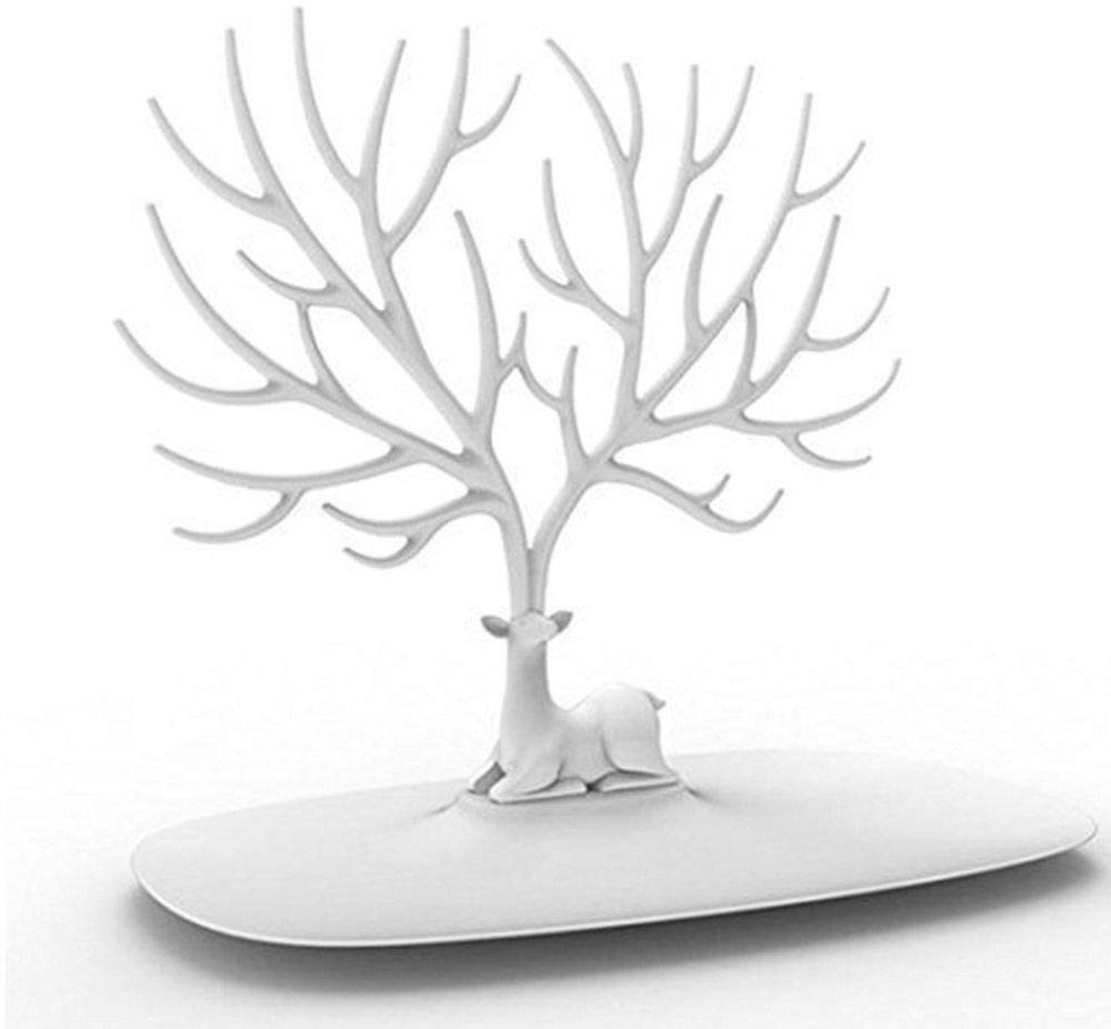 Jwelry Organizer Necklace Earring Deer Plastic Stand Display Showcase Holder Show Rack Display Necklace Organizer White Fashion Jewellery Holder Christmas Gift
