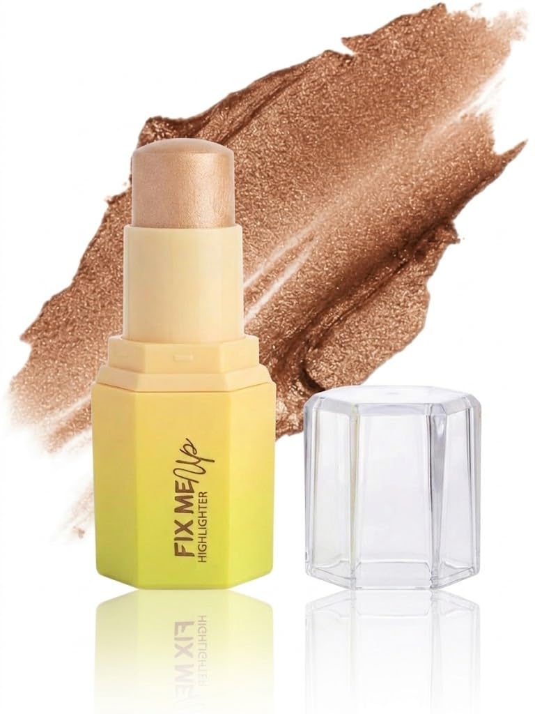 Highlighter Makeup Stick, Cream Glow Shimmer for a Radiant Finish, Easy to Blend & Long-Lasting Highlight Make Up for Face Eyes Lips (N05)