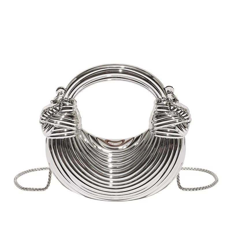 Luxury Women's Handbags with Elegant Round Design – Metallic Glitter Material with Shoulder Chain – Perfect for Evening & Occasions