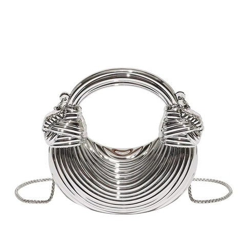 Luxury Women's Handbags with Elegant Round Design – Metallic Glitter Material with Shoulder Chain – Perfect for Evening & Occasions
