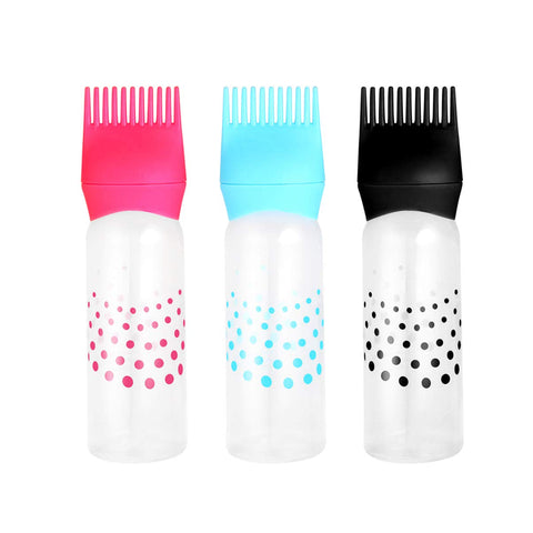 Minkissy 3pcs Root Comb Applicator Bottle Brush Root Comb Bottle for Hair Dye Coloring Scalp Treatment Essential