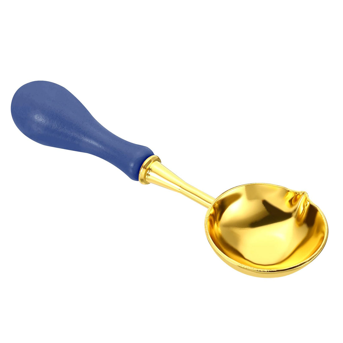 PATIKIL 4" Wax Seal Spoon, Wax Sealing Melting Spoon Brass Vintage Wooden Handle for Wax Seal Stamp Envelope Art Craft, Blue