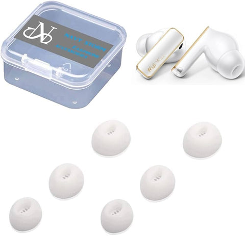 Fekra Premium Silicone Ear Tips for Huawei Freebuds Pro 3 | FreeBuds Pro 4 | FreeBuds Pro 2 TWS Eartips Freebuds Pro 3 Earbuds Tips With Filter S/M/L (6 pcs) (White Clear)