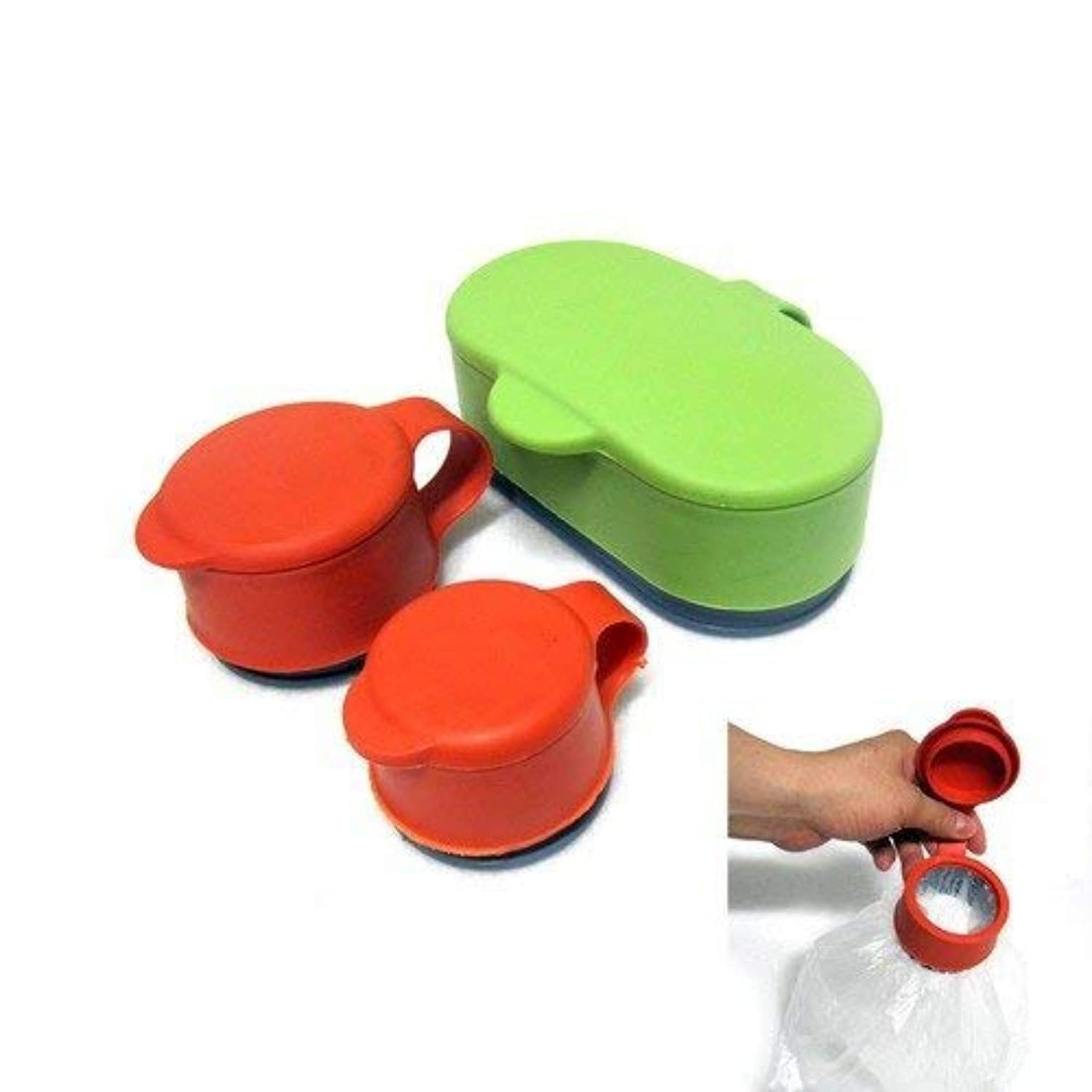 NYRWANA 3pcs Magic Bag Cap Keep Snacks Fresh 1 Small 1 Med 1 Large Seals Bags Shut